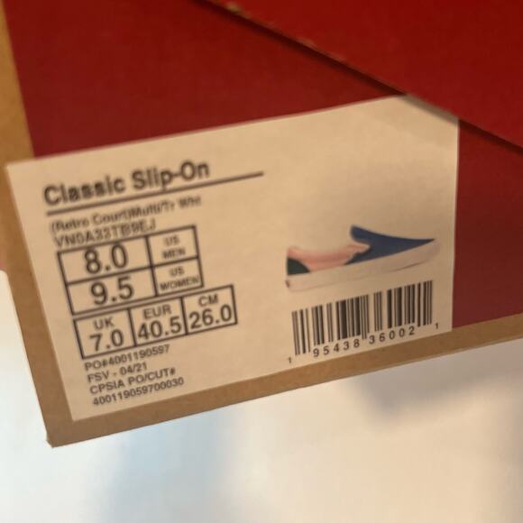 NIB VANS Classic Slip On Retro Court Colorblock Size 8 - Picture 7 of 7